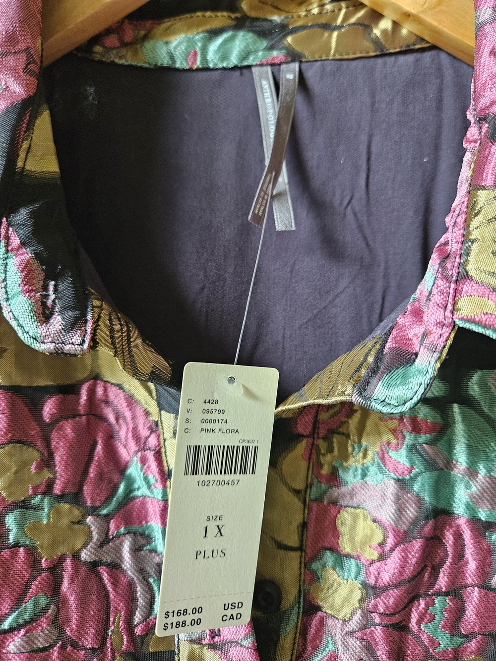 Anthropologie Floral Tiered Midi Dress in Black, Pink, Teal & Gold - Picture 3 of 7
